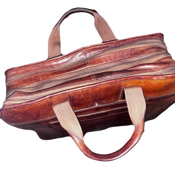 Vintage Wilsons Leather Brown Laptop Briefcase Messenger Bag Expandable Travel - Picture 5 of 8